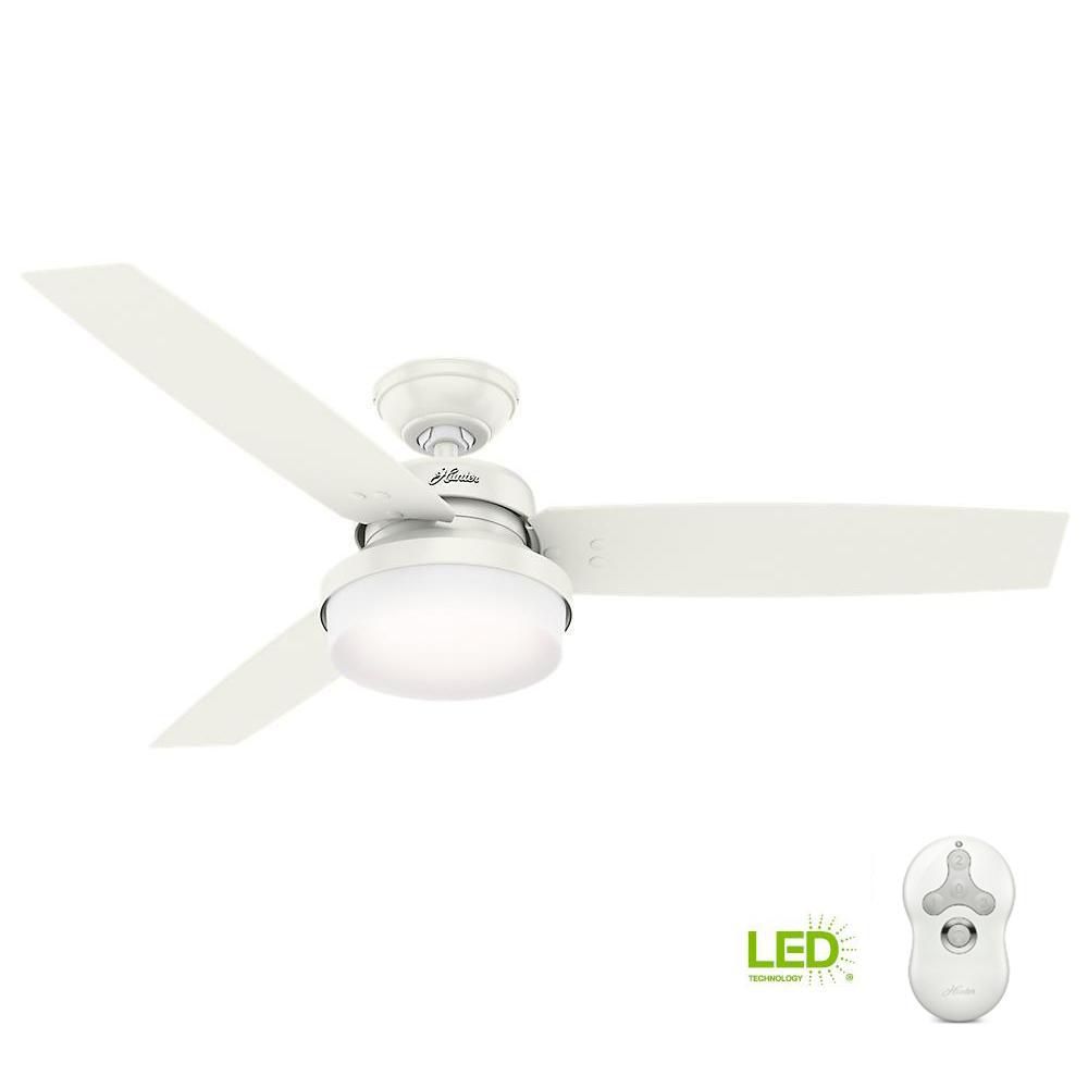 Hunter Sonic 52 In Indoor White Ceiling Fan With Universal Remote Led Indoor Fresh White Ceiling Fan With Light Kit And Universal Remote