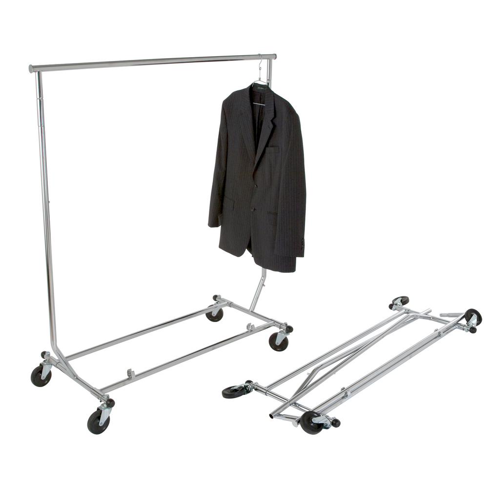 Honey Can Do Chrome Steel Clothes Rack With Wheels 59 In W X 66