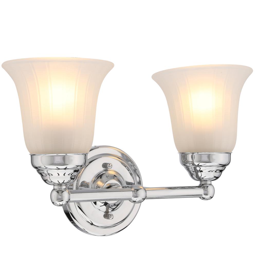 Hampton Bay 2 Light Chrome Vanity With Frosted Glass Shade