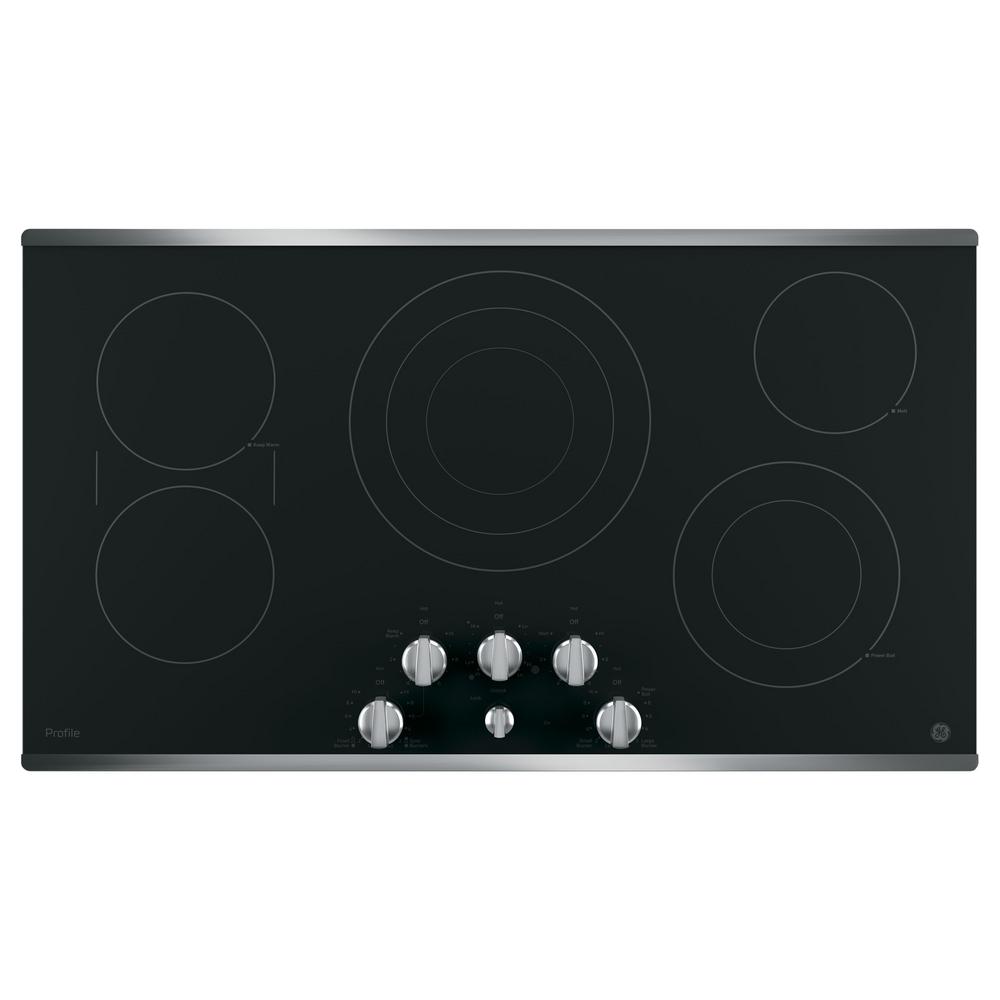 GE Profile 36 in. Radiant Electric Cooktop in Stainless Steel with 5 Elements with Rapid Boil, Silver was $1399.0 now $948.0 (32.0% off)