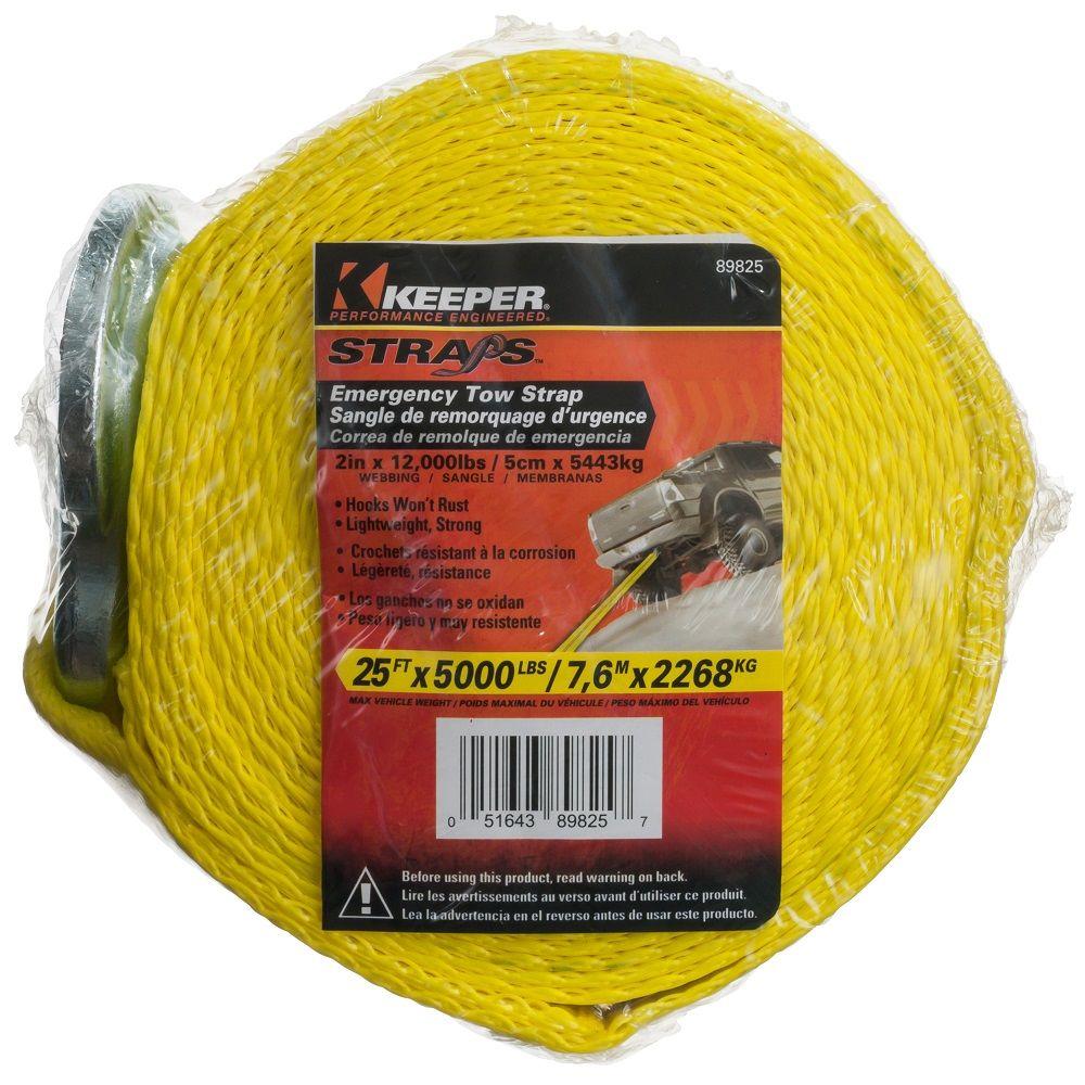 Keeper 25 ft. x 2 in. HeavyDuty Tow Strap89825 The Home Depot