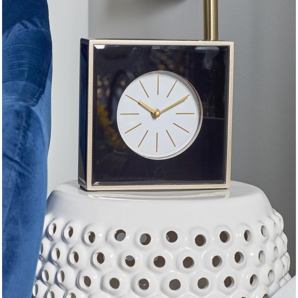 Mukti-Colored Modern Table Clock with White, Gold and Brown Accents