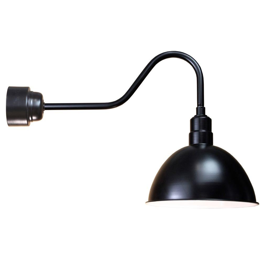 Illumine 1-Light Outdoor Black Deep Bowl Semi-Flush Mount with Wire ...