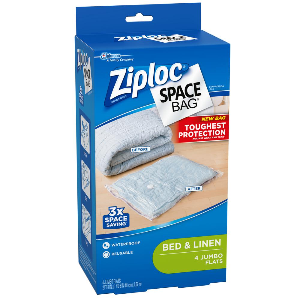 Ziploc E Bags Jumbo Plastic Flat 4 Pack