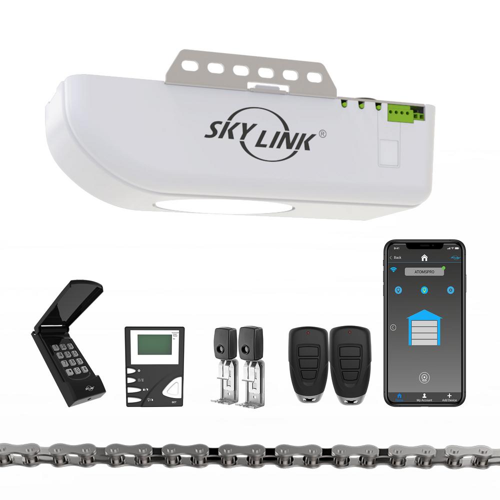 SkyLink Atoms SmartphoneControlled Heavy Duty AntiBreakin Chain Drive UltraQuiet Garage Door