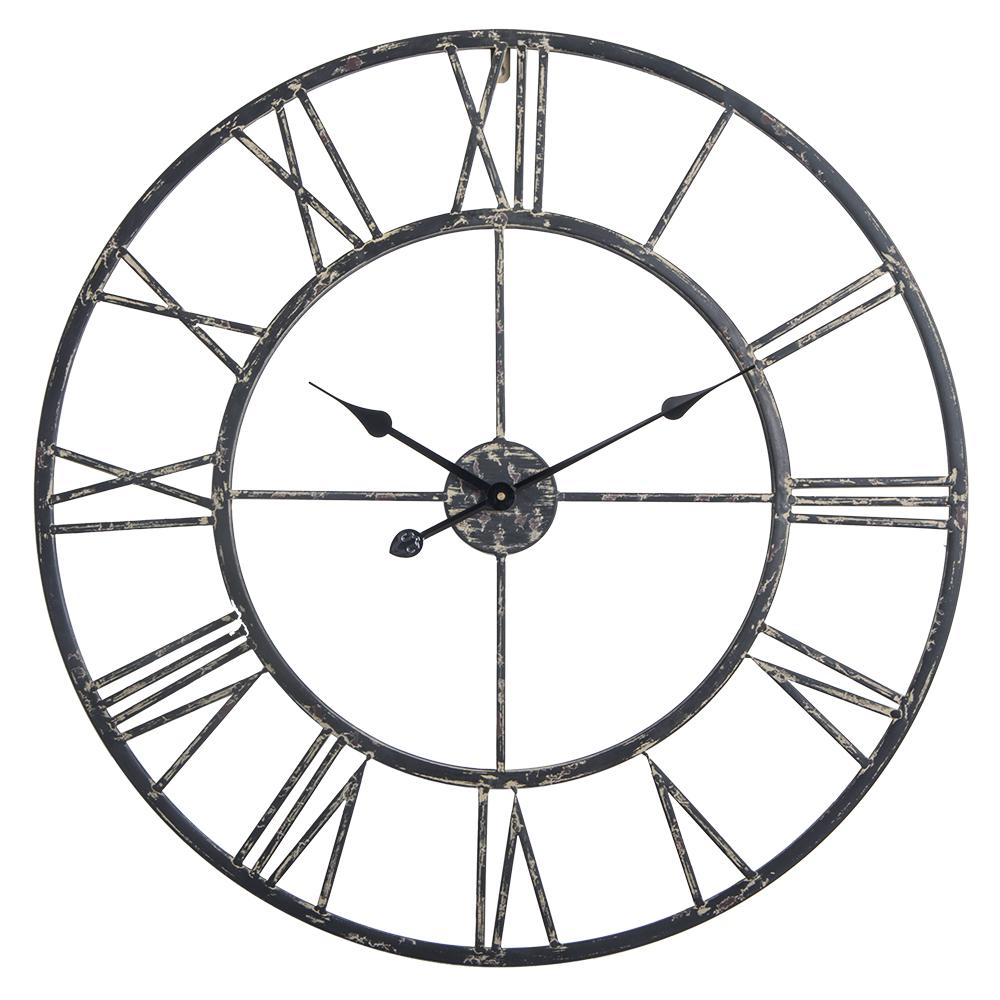 Utopia Alley Oversized Roman Round Wall Clock Black