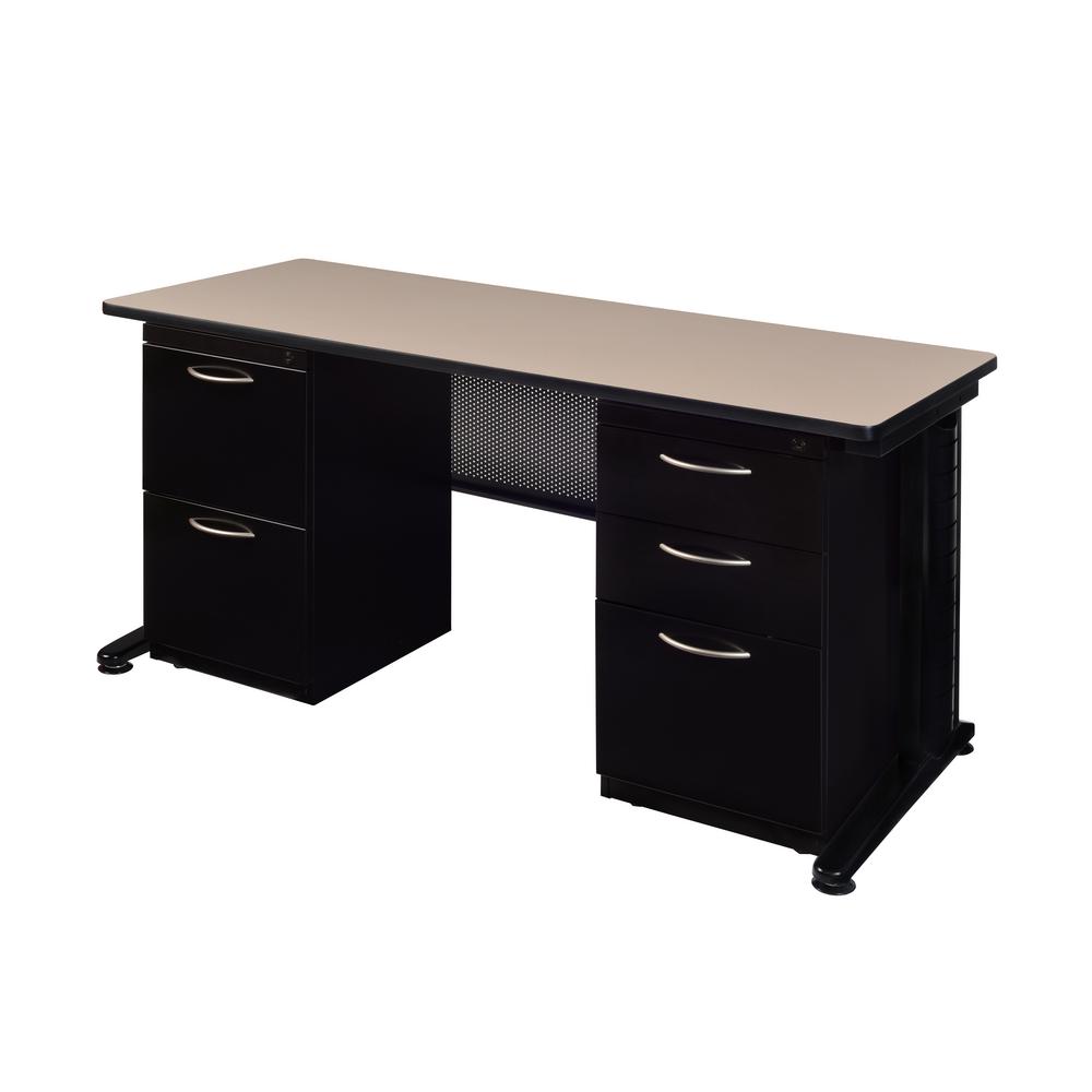 Fusion 60 In W X 24 D Beige Double Pedestal Desk Mdp6024be Undefined Fusion 60 In W X 24 D Beige Double Pedestal Desk