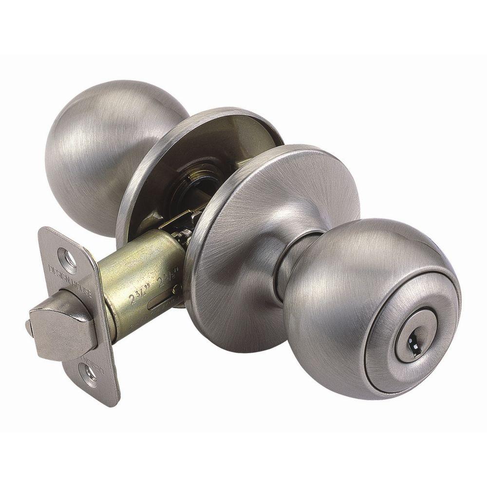 Design House Ball Satin Nickel Keyed Entry Door Knob 781880 The