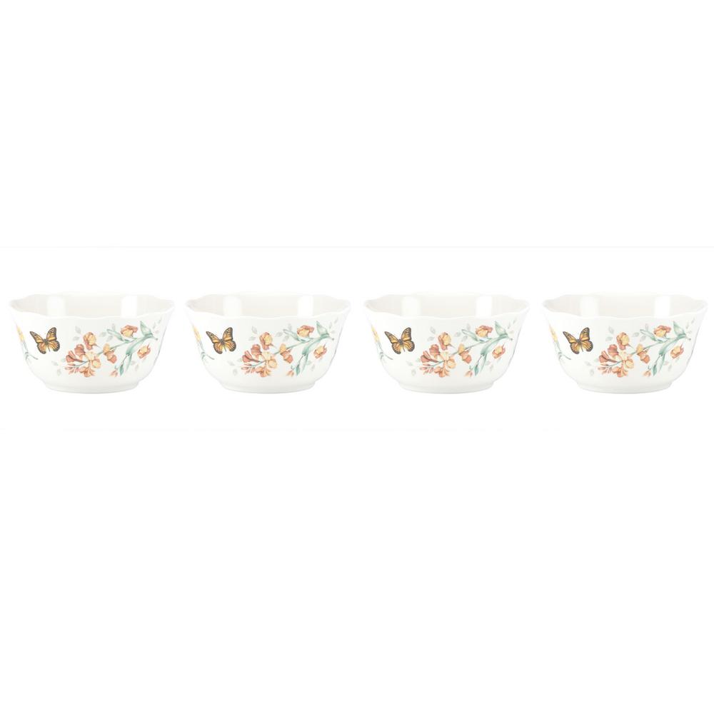 Set of 4 Lenox Butterfly Meadow Melamine All Purpose Bowls White Set of 4 Lenox Butterfly Meadow Melamine All Purpose Bowls White