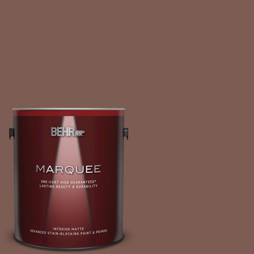 Behr Marquee 1 Gal N160 6 Spanish Chestnut One Coat Hide Matte Interior Paint And Primer In One