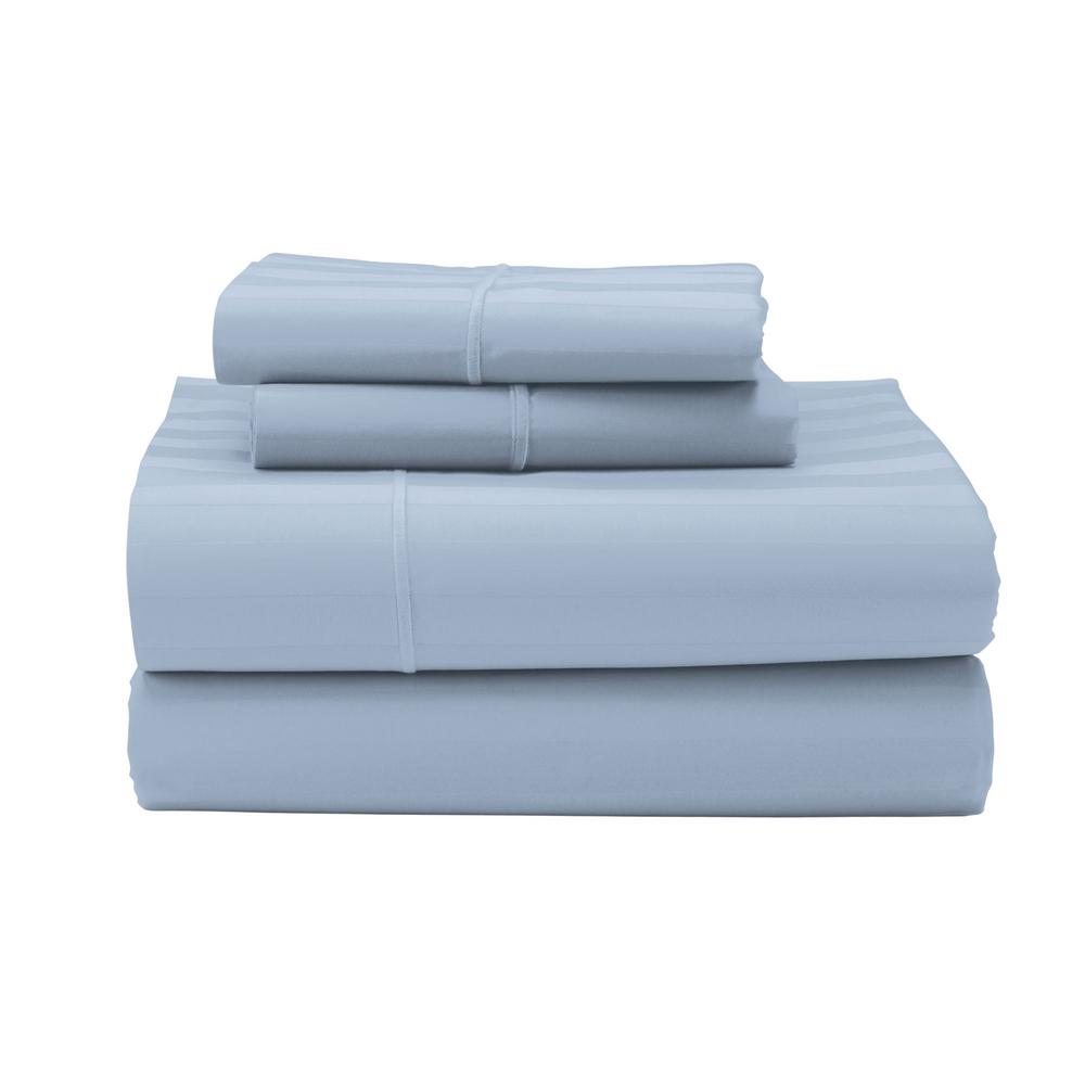 The Company Store Classic Stripe 3-Piece Ice Blue 350 Thread Count ...