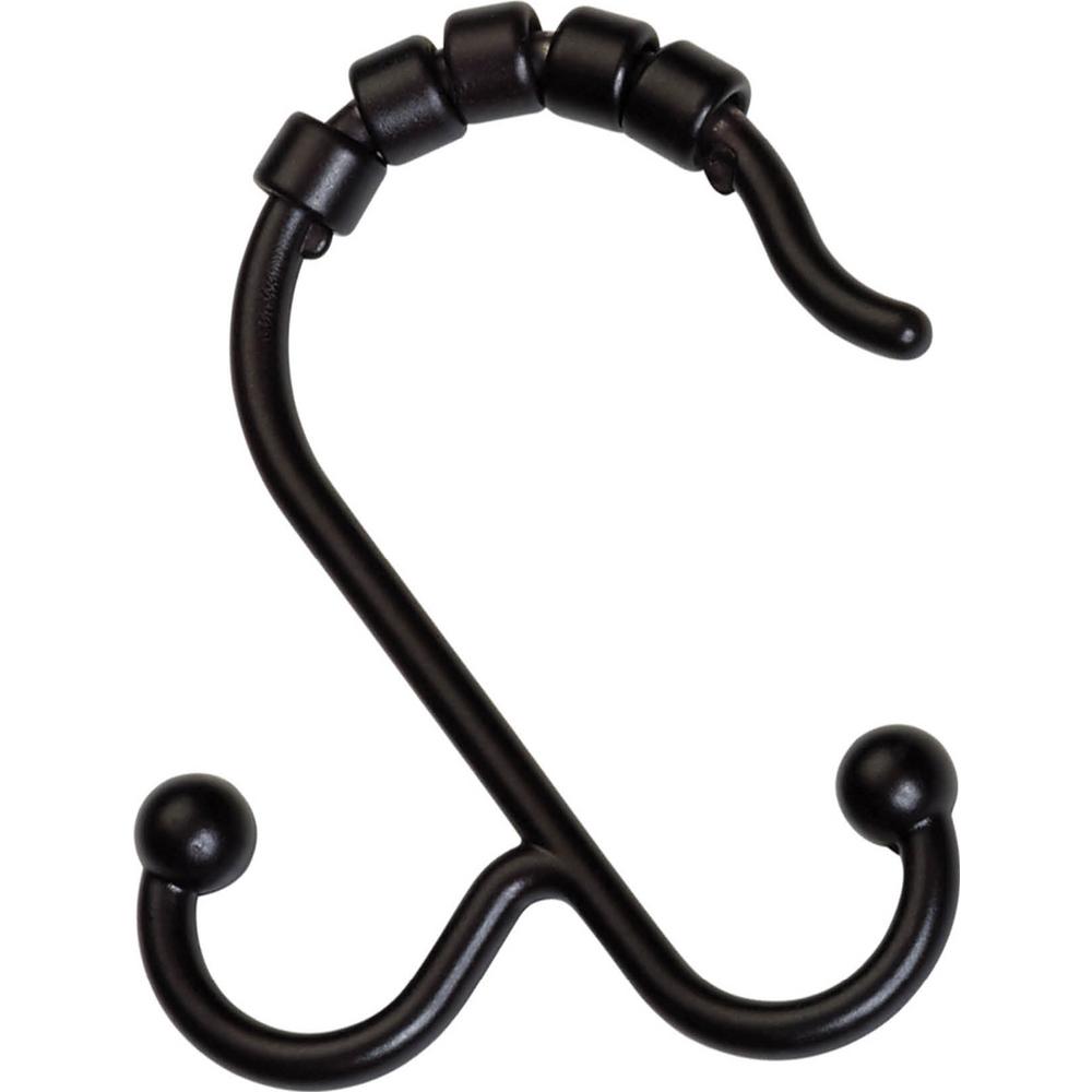 Kenney Chrome Roller Ball Double Shower Curtain Hooks Set