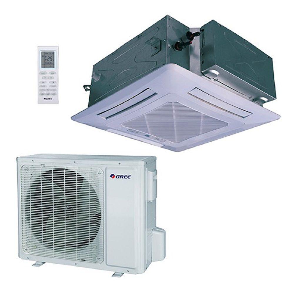 GREE 23800 BTU Ductless Ceiling Cassette Mini Split Air Conditioner with Heat Inverter and 