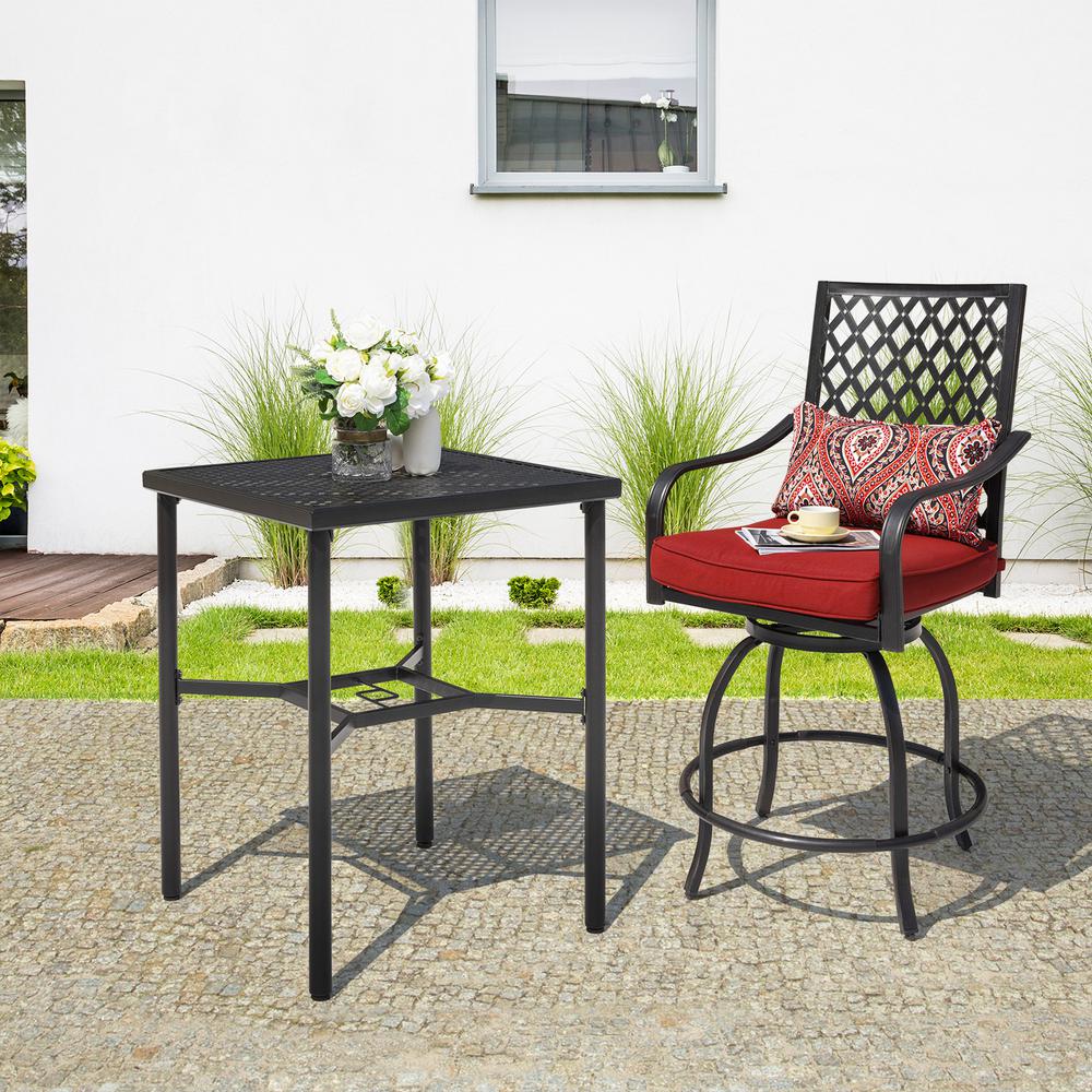 Nuu Garden Swivel Metal Balcony Height Outdoor Bar Stool With Red Cushion 2 Pack Db136j The Home Depot - Balcony Height Swivel Patio Chairs Nuu Garden Swivel Metal Balcony Height Outdoor Bar Stool With Red Cushion 2 Pack Db136j The Home Depot - Balcony Height Swivel Patio Chairs