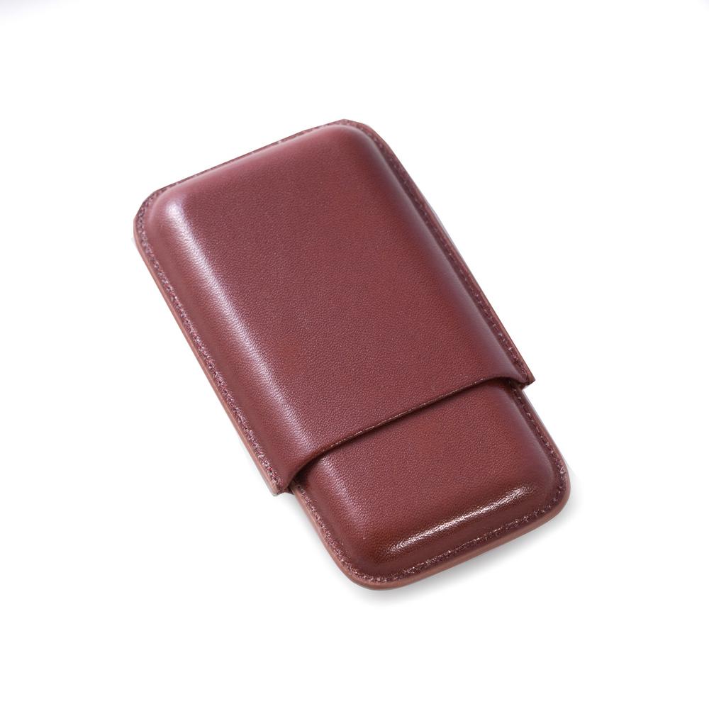 Beige One Size Bey-Berk C233T Tan Leather Telescoping Three Cigar Case