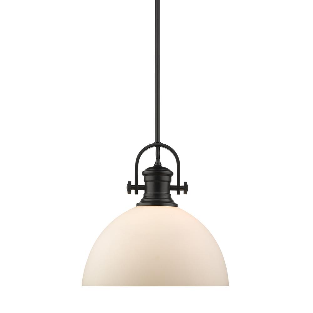 Golden Lighting Hines 1 Light Black And Opal Gl Pendant 3118 L Golden Lighting Hines 1 Light Black And Opal Gl Pendant