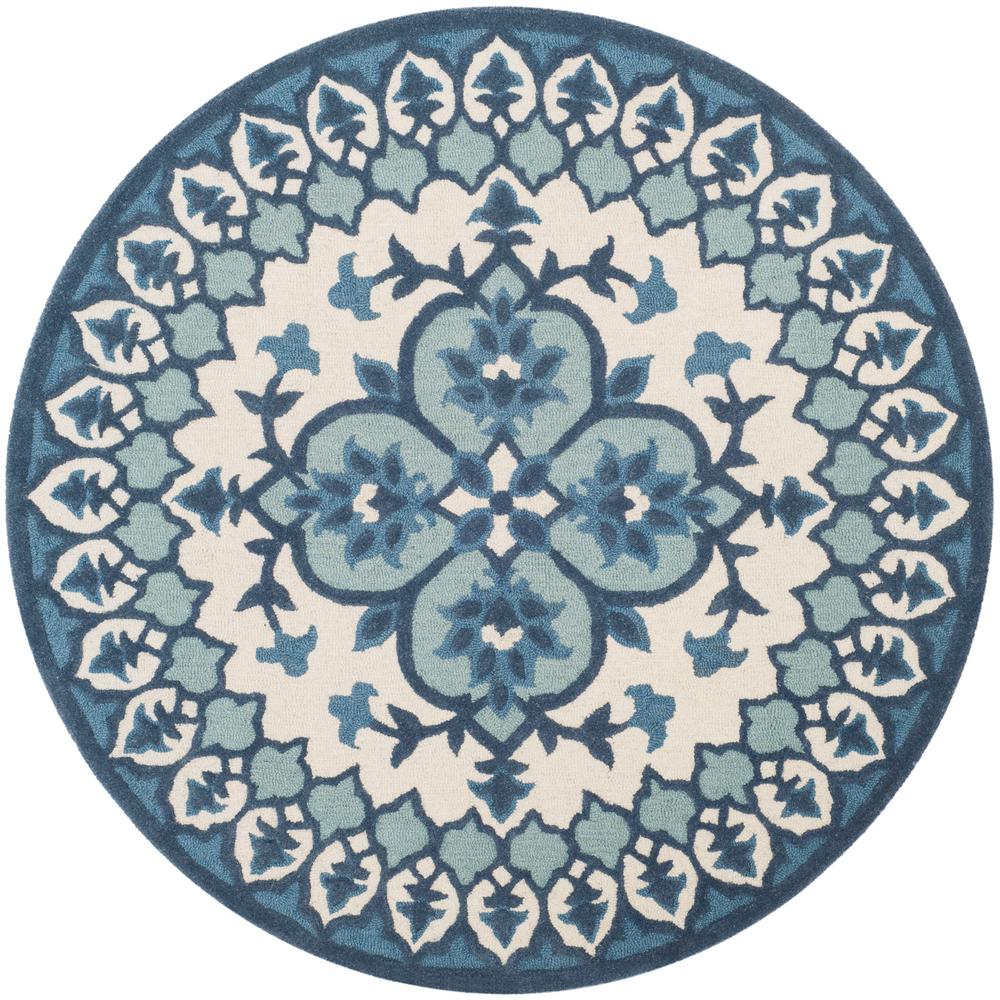 Safavieh Bellagio Ivory/Blue 5 ft. x 5 ft. Round Area RugBLG610G5R The Home Depot