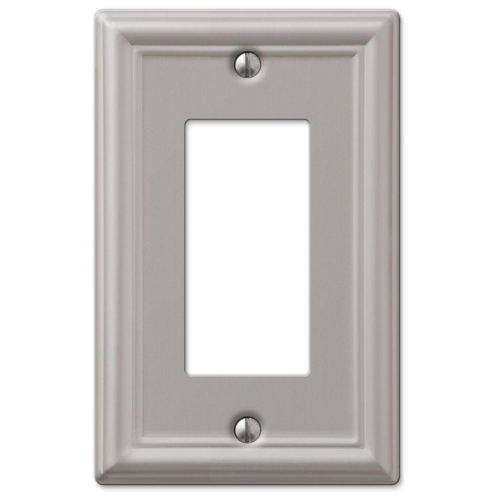 Metal Switch Plates Wall The Home Depot Ascher 1 Decora Wall Plate Brushed Nickel Steel