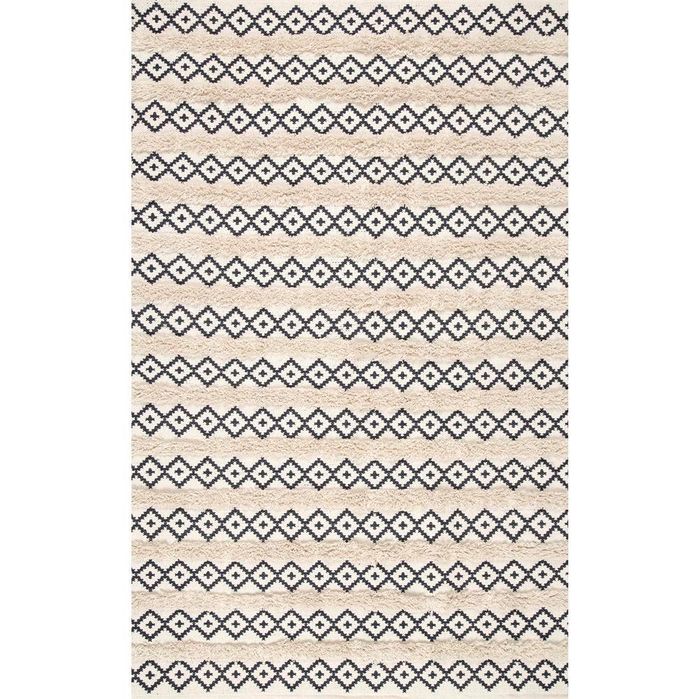 Nuloom Hand Loomed Cotton Teyana Ivory 7 Ft 6 In X 9 Area Rug