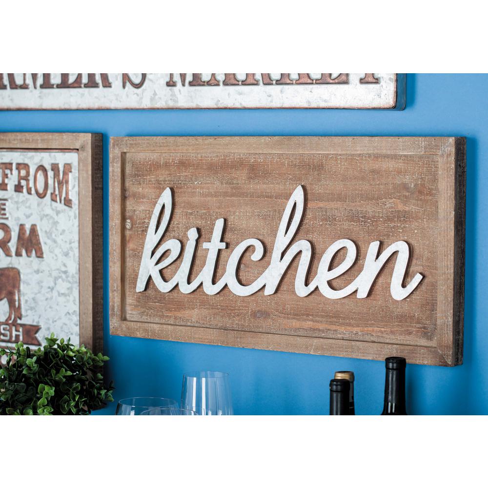 Litton Lane 24 In X 12 In Home And Health Wood And Metal Kitchen Wall Sign 59476 The Home Depot
