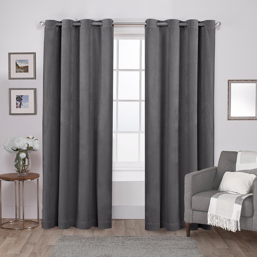 Velvet 54 in. W x 84 in. L Velvet Grommet Top Curtain ...