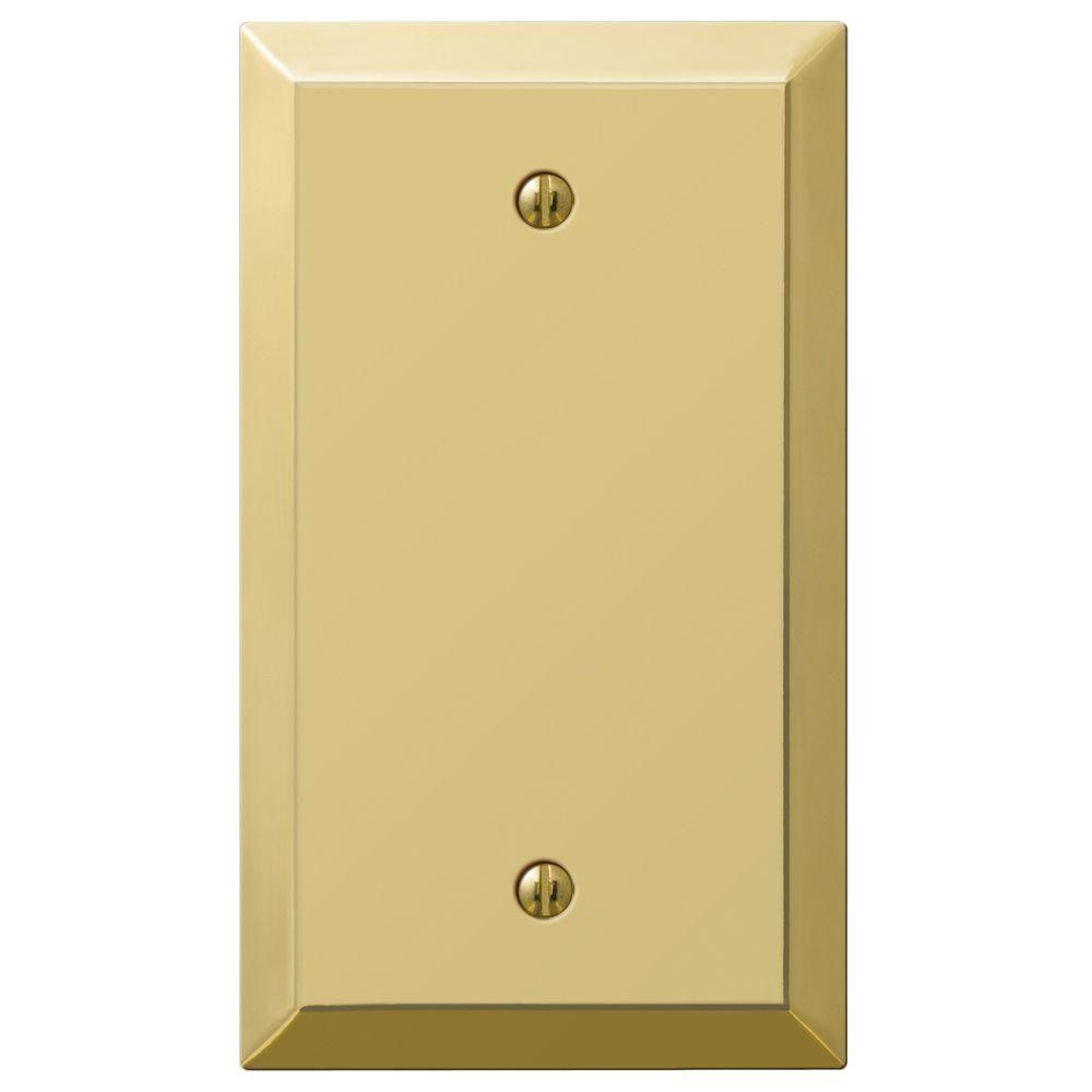 Amerelle Metallic Steel 1 Blank Wall Plate Polished Brass163BBR