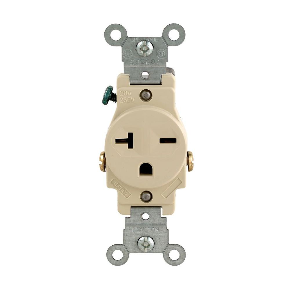 Leviton 20 Amp Commercial Grade Double-Pole Single Outlet, Ivory-R51-05821-0IS - The Home Depot