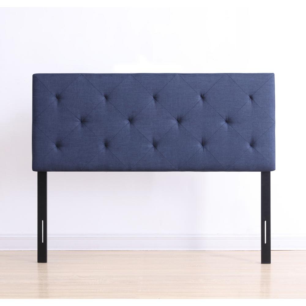 Hodedah Gray Full Fabric Upholstered Tufted Rectangular Headboard ...