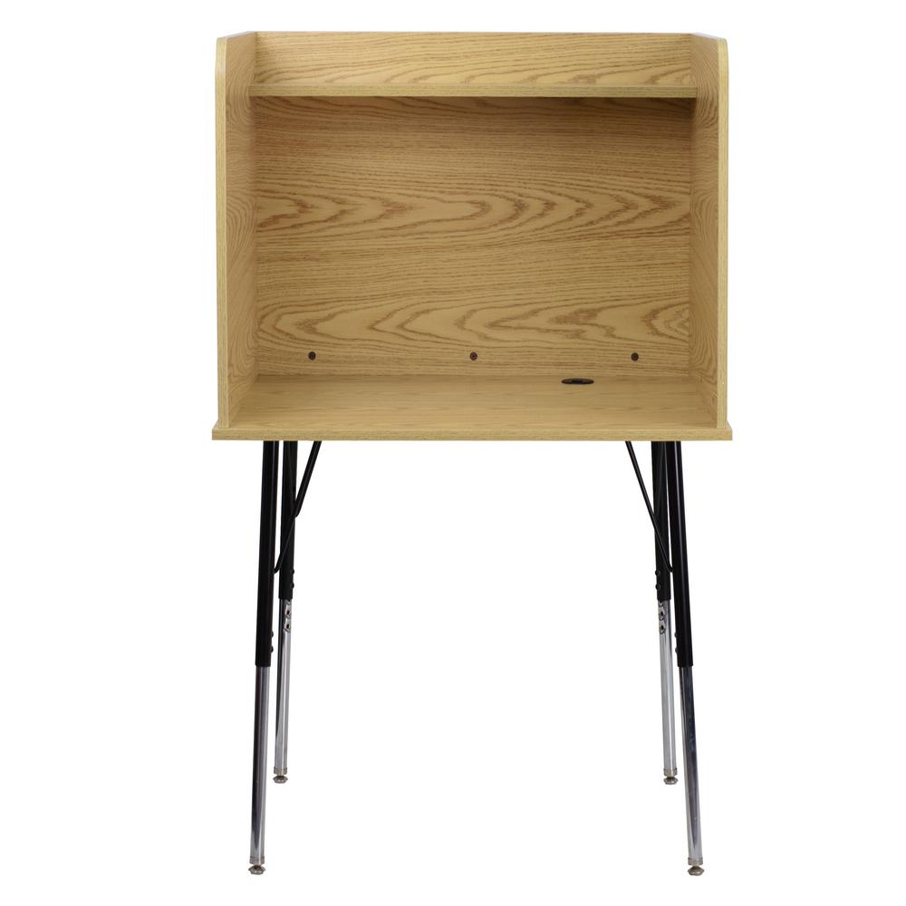 Flash Furniture Oak Finish Study Carrel With Adjustable Legs And