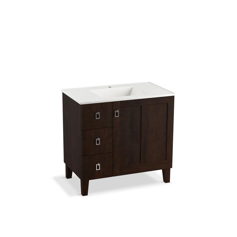 36 Inch Vanities Kohler Without Tops Bathroom Poplin 36 In Vanity Claret Suede With Vitreous China Top White