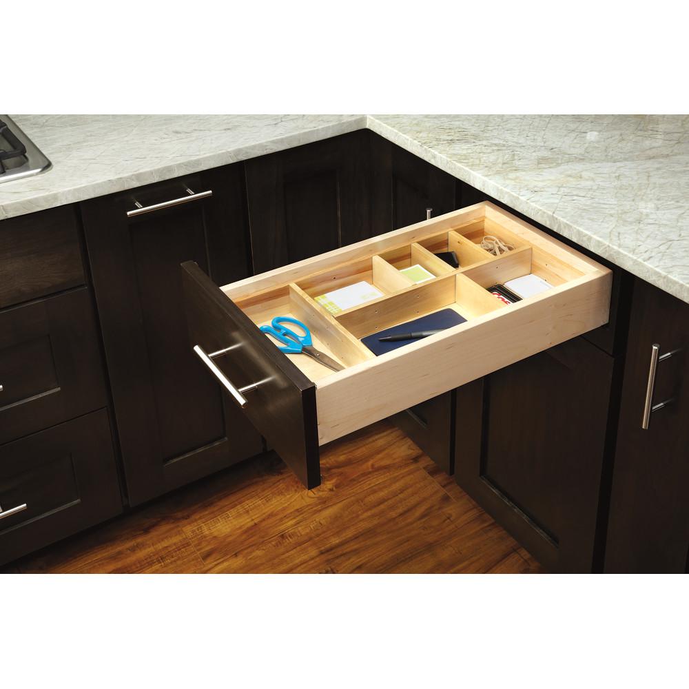 Rev A Shelf 2 5 In H X 9 88 In W X 32 In D Small Adjustable Wood Drawer Organizer Kit Ld 4ct15 1 The Home Depot