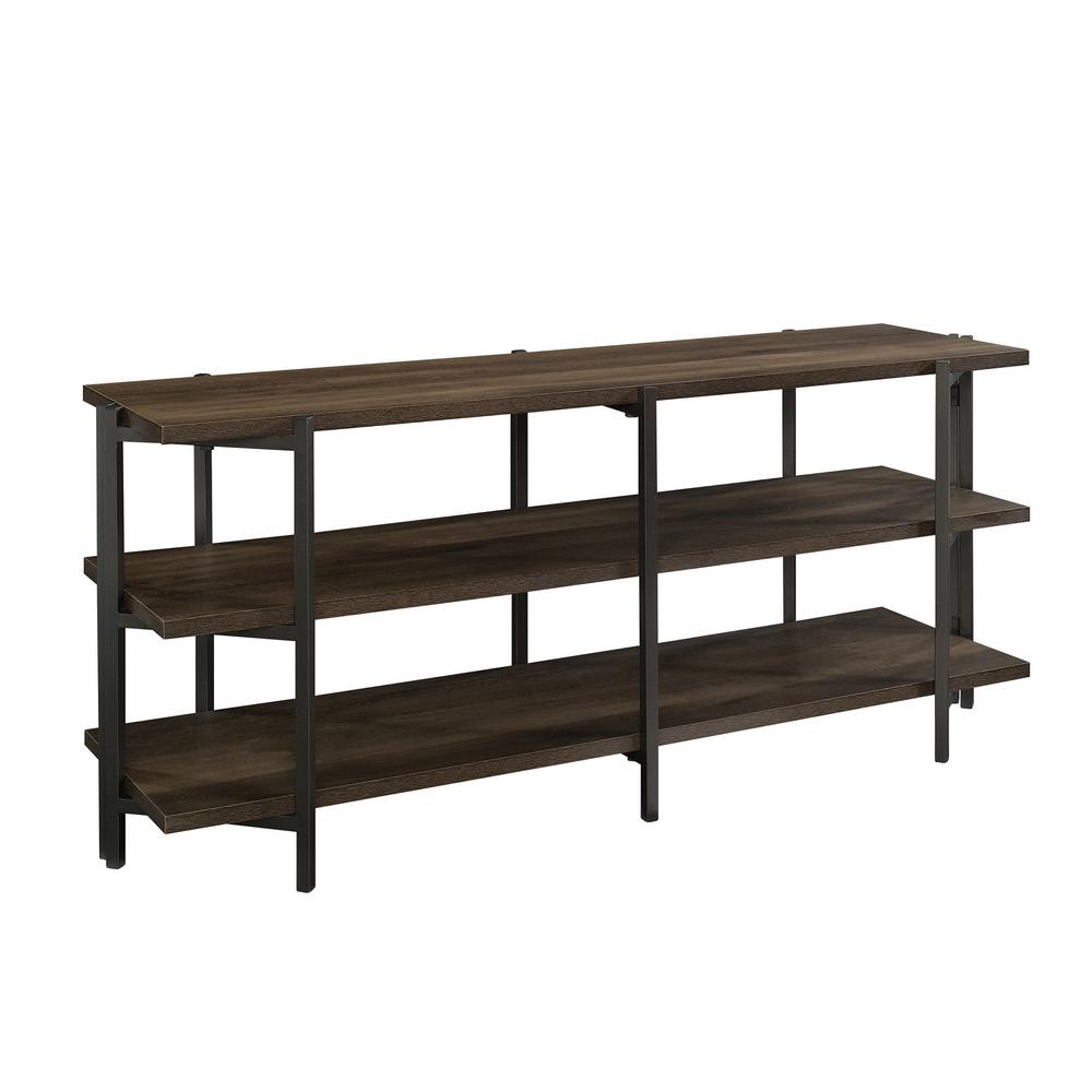 North Avenue TV Stand for TVs up to 54" Smoked Brown - Sauder: Durable Metal Frame, Open Shelving