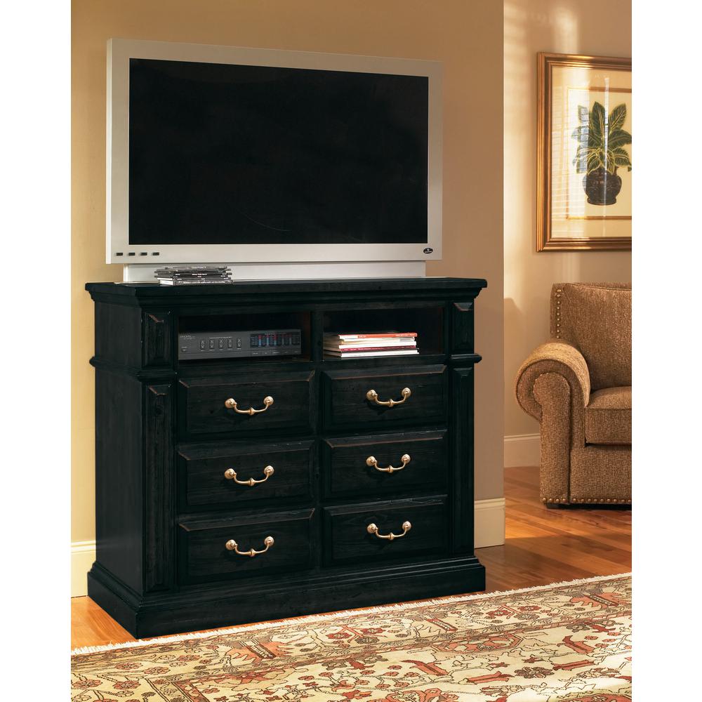 Progressive Furniture Torreon 6 Drawer Antique Black Media Chest