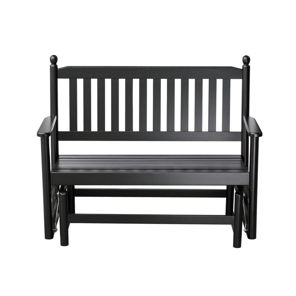 2-Person Black Wood Outdoor Patio Glider