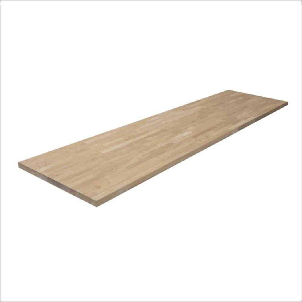 Hampton Bay Unfinished Hevea 6 ft. L x 25 in. D x 1.5 in. T Butcher Block Countertop, Natural Color Unfinished