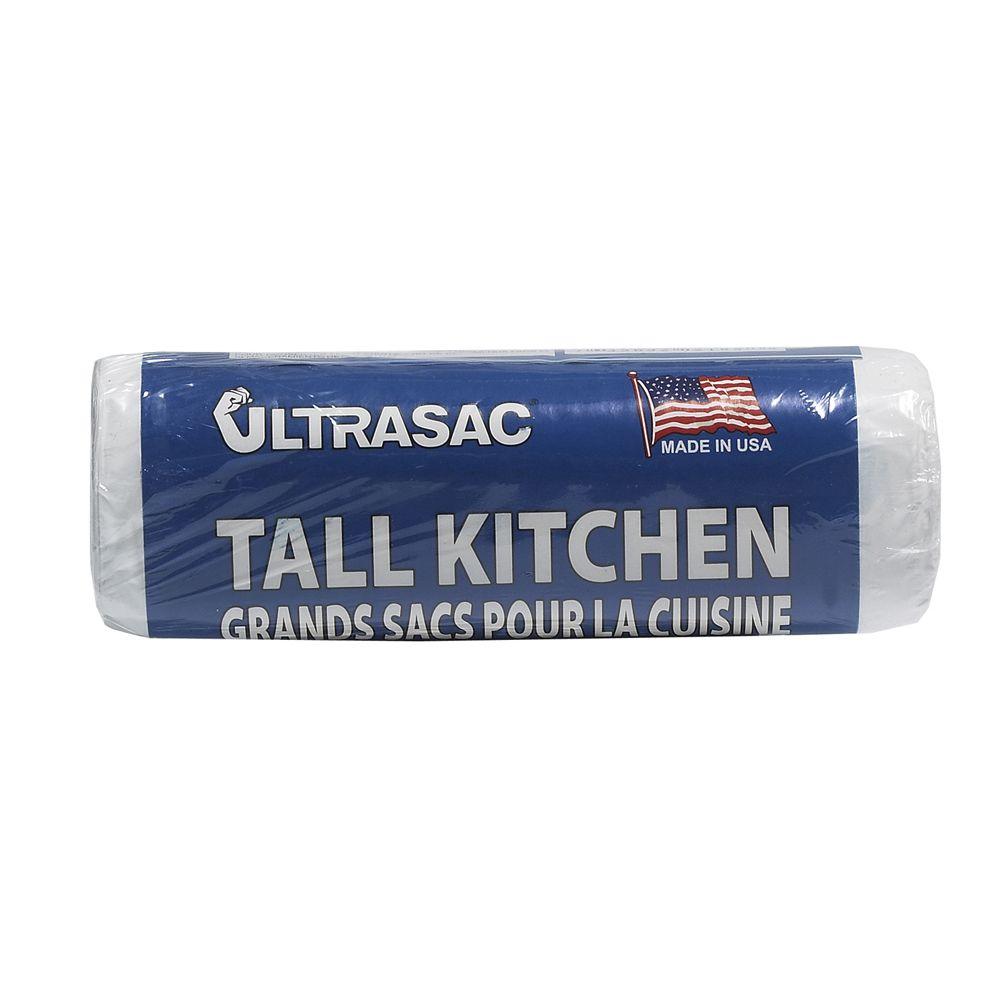 Ultrasac 13 Gal. Tall Kitchen White Trash Bags Roll (18Count)13070W18