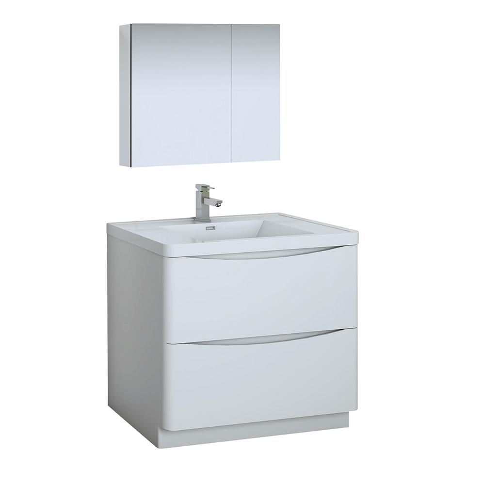 Fresca Tuscany 36 In Modern Bathroom Vanity Glossy White With Modern Bathroom Vanity In Glossy White