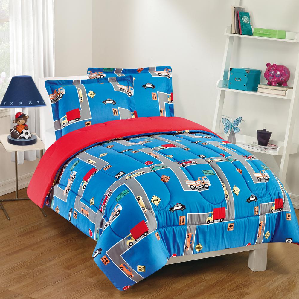 Gizmo Kids City Streets 3 Piece Blue Full Comforter Set Gk23cs0002