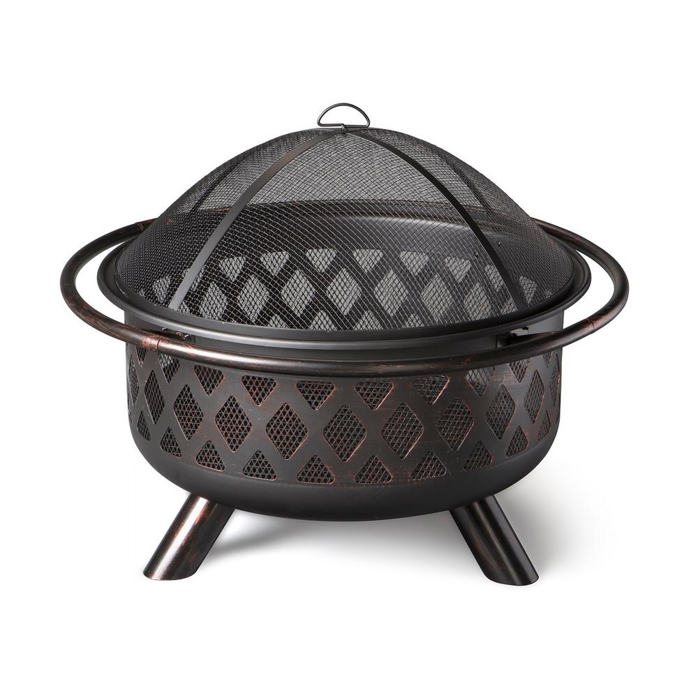 Endless Summer 30 In D Bronze Finish Portable Lattice Wood Burning Fire Pit Wad792sp The Home Depot