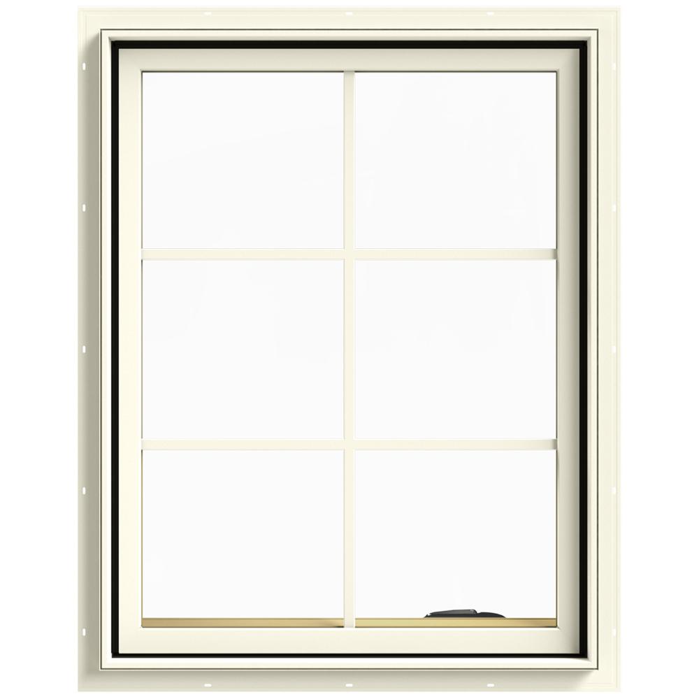 JELD-WEN 28 in. x 36 in. W-2500 Series Cream Painted Clad Wood Right ...