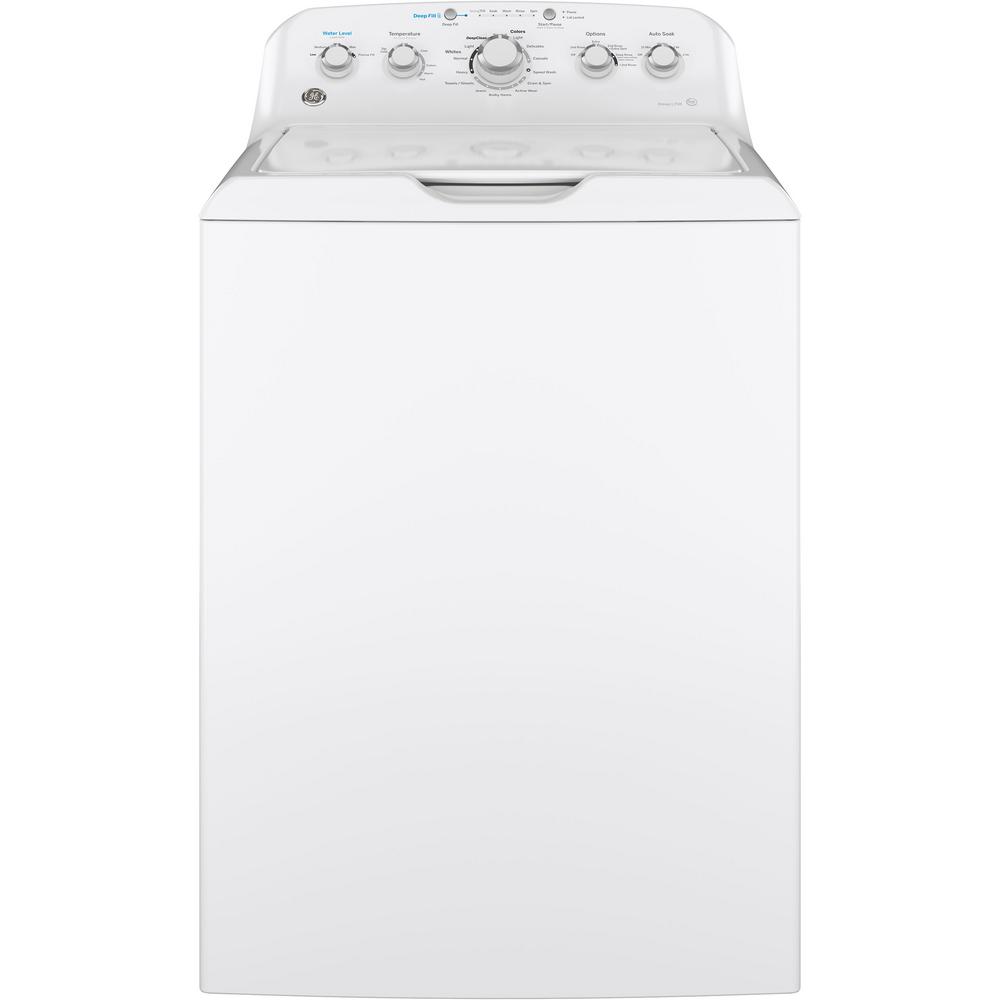 GE 4.5 cu. ft. High-Efficiency White Top Load Washing Machine with Stainless Steel Basket