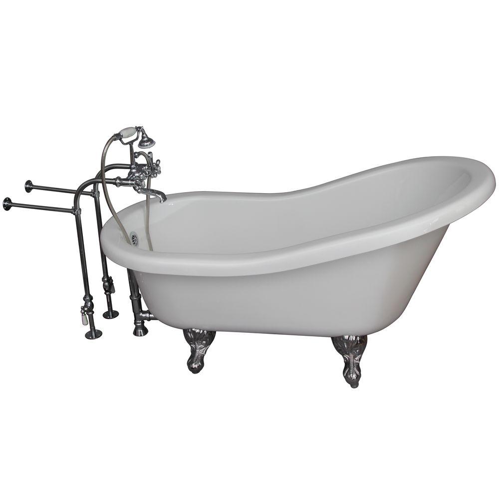 Barclay Products 5 ft. Acrylic Ball and Claw Feet Slipper Tub in White