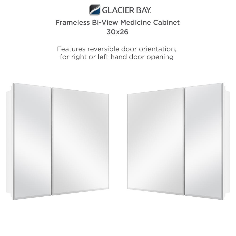 Glacier Bay 30 In X 26 In Frameless Recessed Or Surface Mount Bi View Medicine Cabinet 83010 The Home Depot