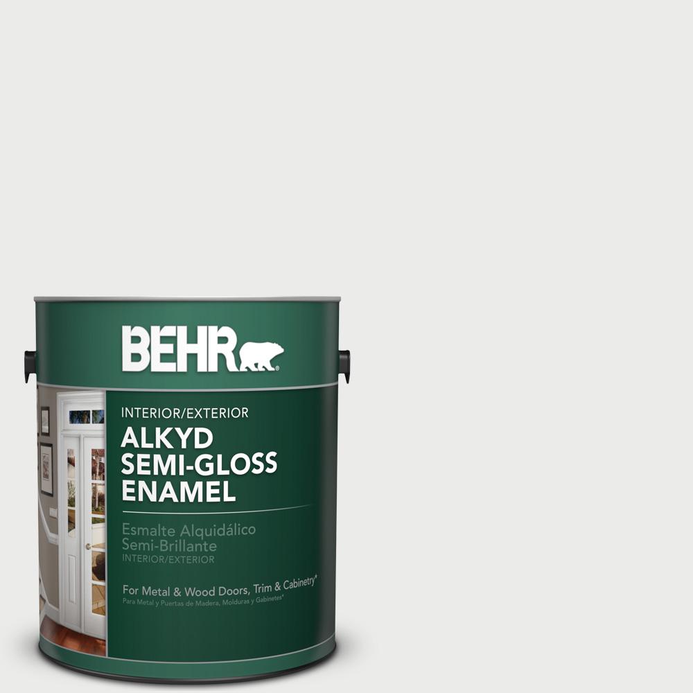 BEHR 1 gal. BLW14 White SemiGloss Enamel Alkyd Interior/Exterior