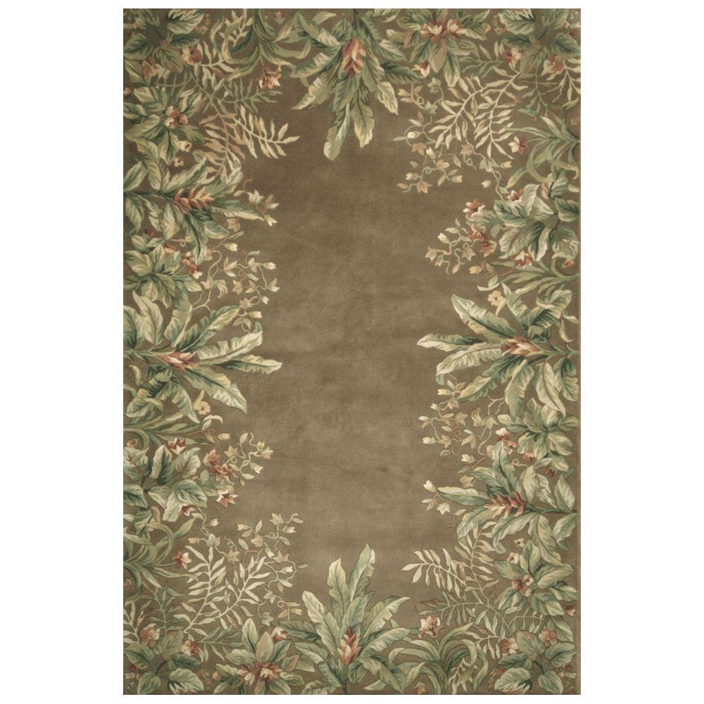 Kas Rugs Lush Border Tropics Taupe 8 ft. x 11 ft. Area RugEME90008X11