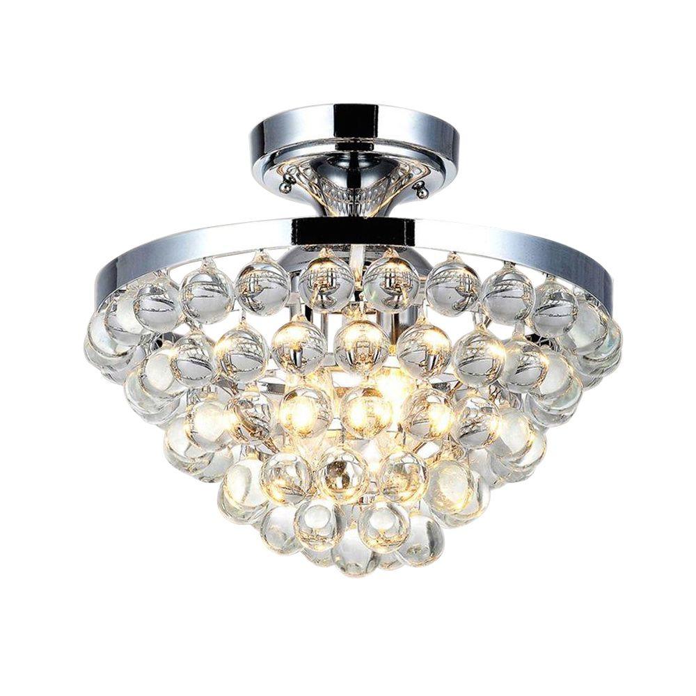 Home Decorators Collection 13 In 4 Light Chrome Semi Flush Mount With Clear Crystal Balls Shade 24429fm 15 The Home Depot