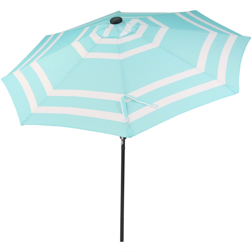 Sunnydaze Decor 9 ft. Aluminum Market Solar Tilt Patio Umbrella in Teal