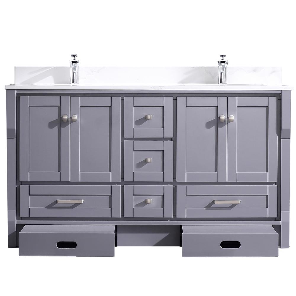 Eviva Booster 60 In W X 22 In D Double Sink Vanity In White With