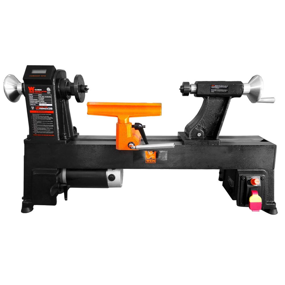 WEN 4.5 Amp 12 in. x 18 in. Cast Iron Wood Variable Speed Lathe34018