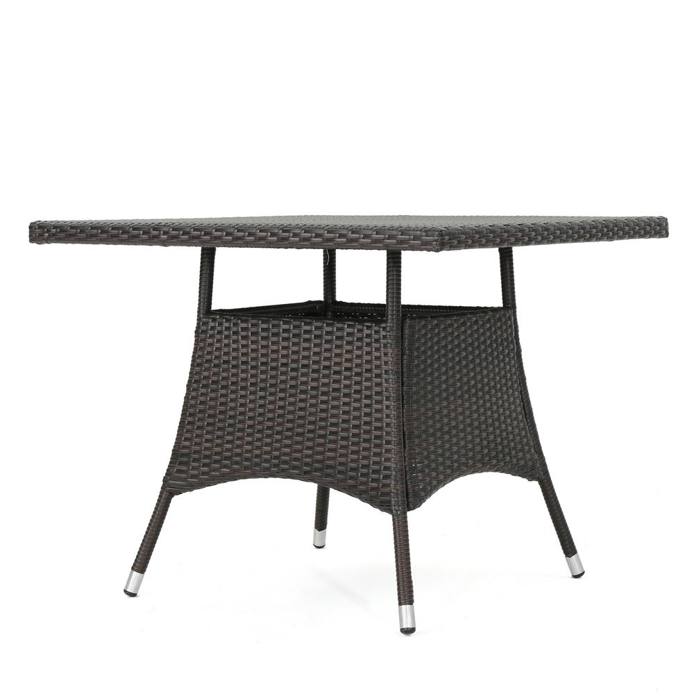 Noble House Octavia Multi Brown Square Wicker Outdoor Dining Table Octavia Multi Brown Square Wicker Outdoor Dining Table